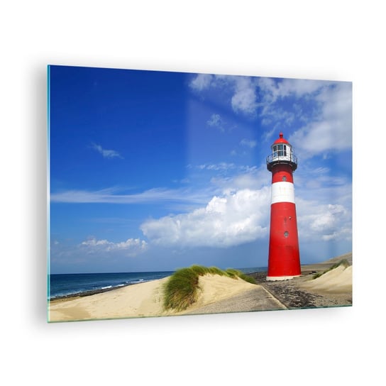 Obraz na szkle - Wymarzona samotnia - 70x50cm - Krajobraz Latarnia Morska Holandia - Nowoczesny szklany obraz do salonu do sypialni ARTTOR ARTTOR