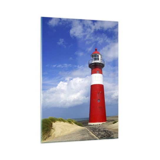 Obraz na szkle - Wymarzona samotnia - 80x120cm - Krajobraz Latarnia Morska Holandia - Nowoczesny szklany obraz na ścianę do salonu do sypialni ARTTOR ARTTOR