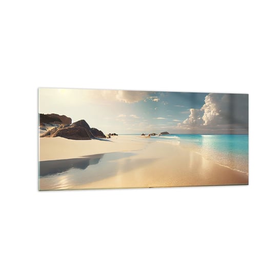 Obraz na szkle - Wymarzony dzień - 120x50cm - Dzika Plaża Ocean Brzeg - Nowoczesny szklany obraz na ścianę do salonu do sypialni ARTTOR ARTTOR