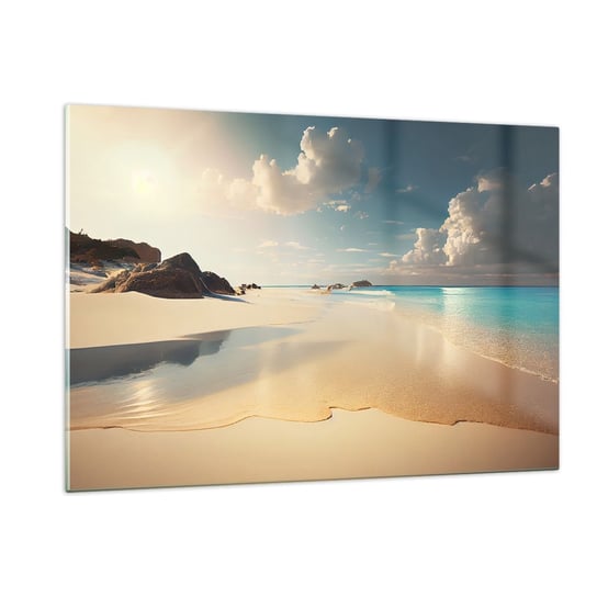 Obraz na szkle - Wymarzony dzień - 120x80cm - Dzika Plaża Ocean Brzeg - Nowoczesny szklany obraz na ścianę do salonu do sypialni ARTTOR ARTTOR