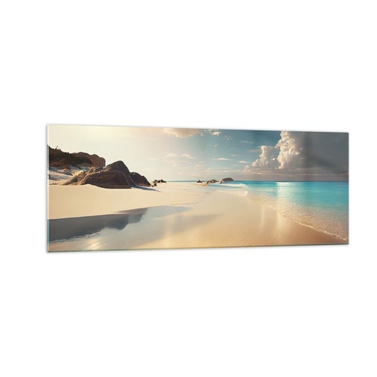 Obraz na szkle - Wymarzony dzień - 140x50cm - Dzika Plaża Ocean Brzeg - Nowoczesny szklany obraz do salonu do sypialni ARTTOR ARTTOR
