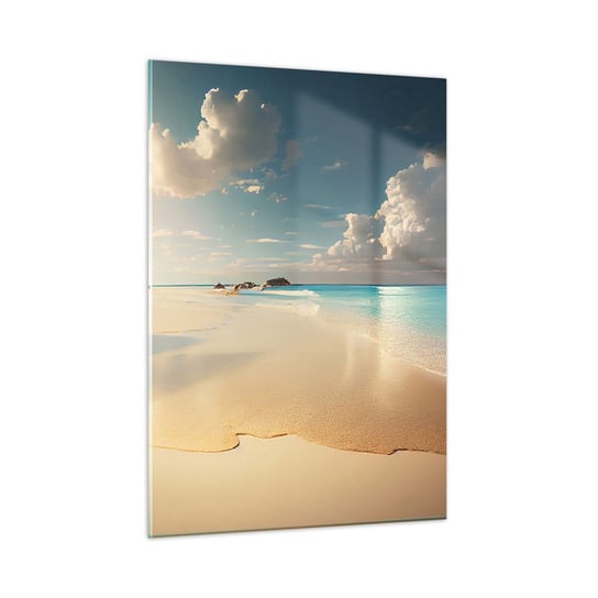 Obraz na szkle - Wymarzony dzień - 50x70cm - Dzika Plaża Ocean Brzeg - Nowoczesny szklany obraz do salonu do sypialni ARTTOR ARTTOR