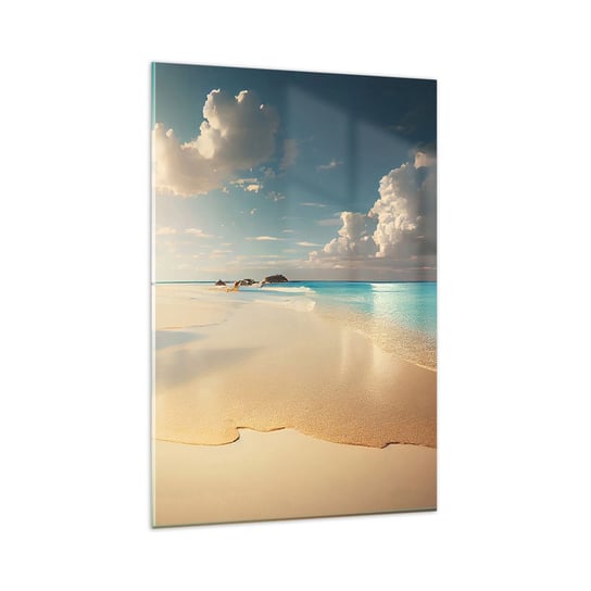 Obraz na szkle - Wymarzony dzień - 80x120cm - Dzika Plaża Ocean Brzeg - Nowoczesny szklany obraz na ścianę do salonu do sypialni ARTTOR ARTTOR