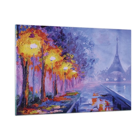 Obraz na szkle - Wymarzony spacer - 120x80cm - Miasto Paryż Wieża Eiffla - Nowoczesny szklany obraz na ścianę do salonu do sypialni ARTTOR ARTTOR