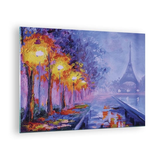 Obraz na szkle - Wymarzony spacer - 70x50cm - Miasto Paryż Wieża Eiffla - Nowoczesny szklany obraz do salonu do sypialni ARTTOR ARTTOR