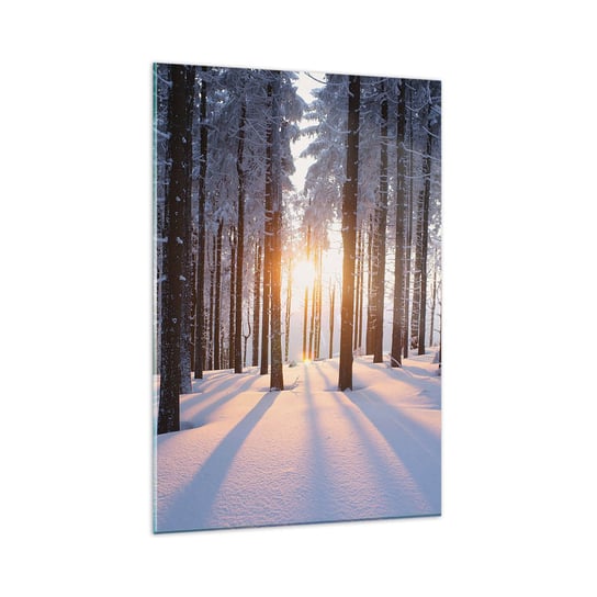 Obraz na szkle - Wyraźnie czarno na białym - 80x120cm - Krajobraz Las Śnieg - Nowoczesny szklany obraz na ścianę do salonu do sypialni ARTTOR ARTTOR
