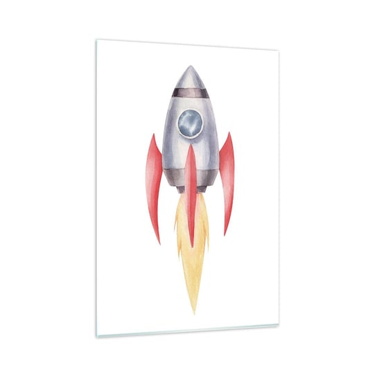 Obraz na szkle - Wyżej, prędzej, dalej - 80x120cm - Rakieta Kosmiczna Dziecięcy Kosmos - Nowoczesny szklany obraz na ścianę do salonu do sypialni ARTTOR ARTTOR