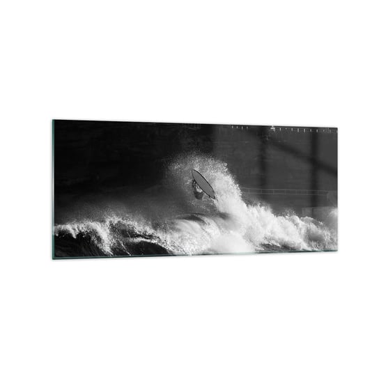 Obraz na szkle - Wyzwanie przyjęte! - 120x50cm - Surfing Fala Sporty Wodne - Nowoczesny szklany obraz na ścianę do salonu do sypialni ARTTOR ARTTOR
