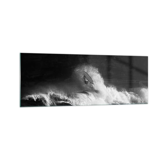 Obraz na szkle - Wyzwanie przyjęte! - 140x50cm - Surfing Fala Sporty Wodne - Nowoczesny szklany obraz do salonu do sypialni ARTTOR ARTTOR
