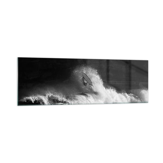 Obraz na szkle - Wyzwanie przyjęte! - 160x50cm - Surfing Fala Sporty Wodne - Nowoczesny foto szklany obraz do salonu do sypialni ARTTOR ARTTOR