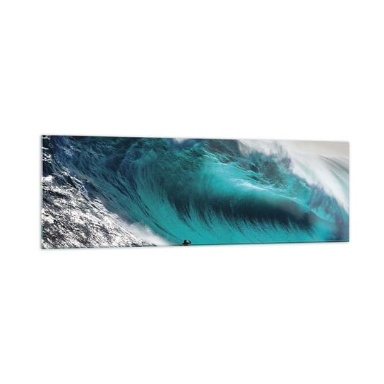 Obraz na szkle - Wyzwanie przyjęte - 160x50cm - Surfing Wysoka Fala Surfer - Nowoczesny foto szklany obraz do salonu do sypialni ARTTOR ARTTOR