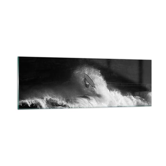 Obraz na szkle - Wyzwanie przyjęte! - 90x30cm - Surfing Fala Sporty Wodne - Nowoczesny szklany obraz do salonu do sypialni ARTTOR ARTTOR