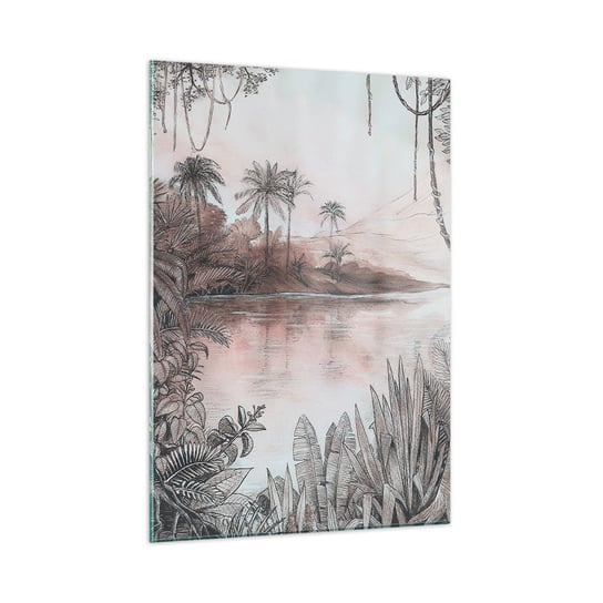 Obraz na szkle - XIX-wieczny pamiętnik odkrywcy - 50x70cm - Dżungla Palmy Ołówek - Nowoczesny szklany obraz do salonu do sypialni ARTTOR ARTTOR