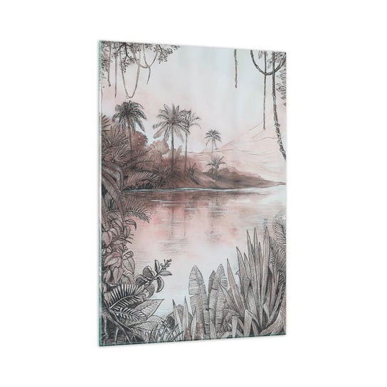 Obraz na szkle - XIX-wieczny pamiętnik odkrywcy - 70x100cm - Dżungla Palmy Ołówek - Nowoczesny foto szklany obraz do salonu do sypialni ARTTOR ARTTOR