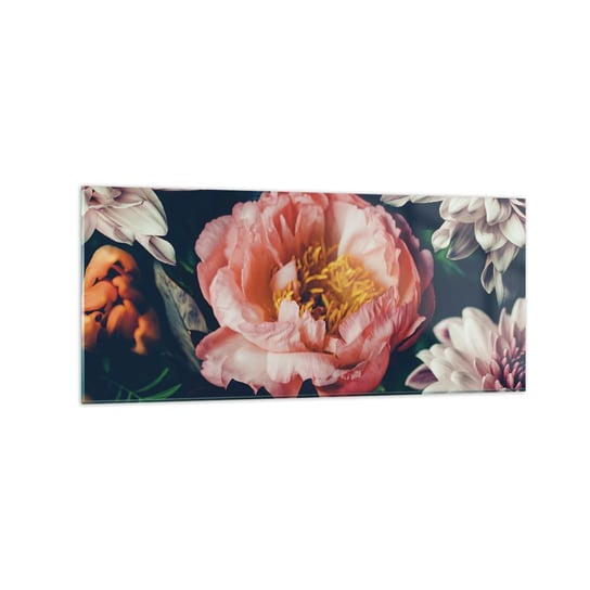 Obraz na szkle - Z barokowym przepychem - 120x50cm - Kwiaty Piwonia Bukiet Kwiatów - Nowoczesny szklany obraz na ścianę do salonu do sypialni ARTTOR ARTTOR