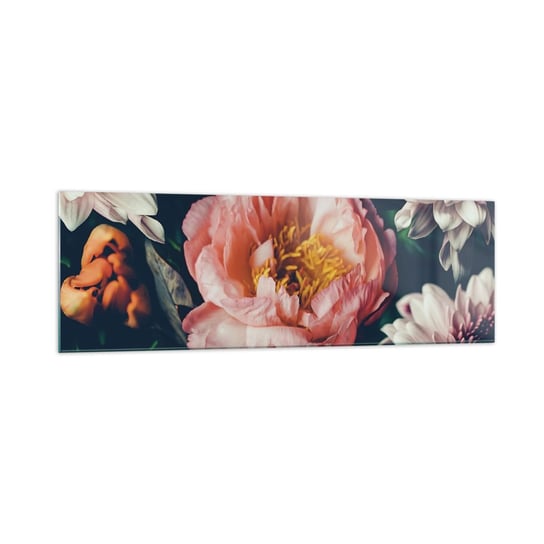 Obraz na szkle - Z barokowym przepychem - 160x50cm - Kwiaty Piwonia Bukiet Kwiatów - Nowoczesny foto szklany obraz do salonu do sypialni ARTTOR ARTTOR