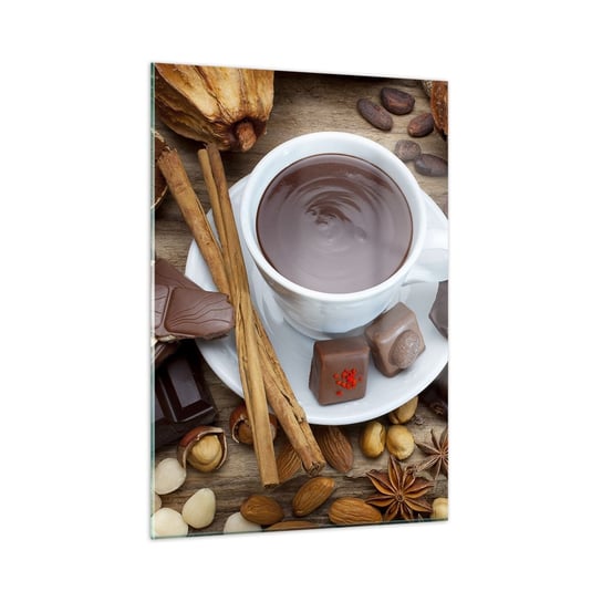 Obraz na szkle - Z baśniowej fabryki czekolady - 50x70cm - Gastronomia Czekolada Kawa - Nowoczesny szklany obraz do salonu do sypialni ARTTOR ARTTOR