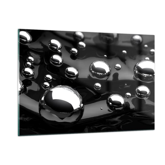 Obraz na szkle - Z czarnej toni - 120x80cm - Abstrakcja Chromowane Kule 3D - Nowoczesny szklany obraz na ścianę do salonu do sypialni ARTTOR ARTTOR