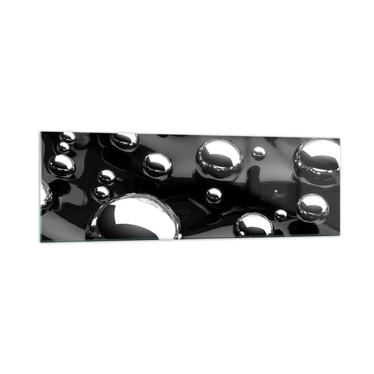 Obraz na szkle - Z czarnej toni - 160x50cm - Abstrakcja Chromowane Kule 3D - Nowoczesny foto szklany obraz do salonu do sypialni ARTTOR ARTTOR