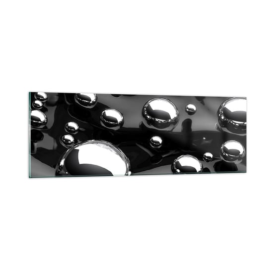 Obraz na szkle - Z czarnej toni - 90x30cm - Abstrakcja Chromowane Kule 3D - Nowoczesny szklany obraz do salonu do sypialni ARTTOR ARTTOR