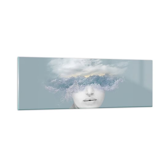 Obraz na szkle - Z głową w chmurach - 90x30cm - Jasny Portret Chmury - Nowoczesny szklany obraz do salonu do sypialni ARTTOR ARTTOR