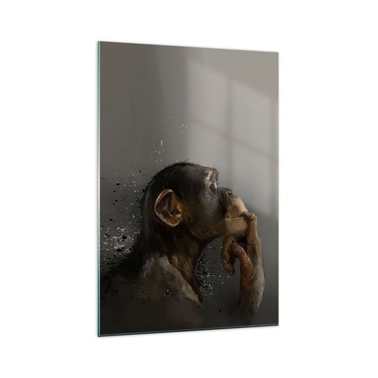 Obraz na szkle - Z pewnością myśliciel - 70x100cm - Zwierzęta Małpa Sztuka - Nowoczesny foto szklany obraz do salonu do sypialni ARTTOR ARTTOR