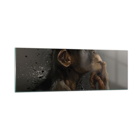 Obraz na szkle - Z pewnością myśliciel - 90x30cm - Zwierzęta Małpa Sztuka - Nowoczesny szklany obraz do salonu do sypialni ARTTOR ARTTOR