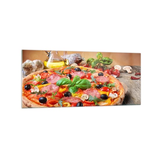 Obraz na szkle - Z prawdziwie włoskim smakiem - 120x50cm - Gastronomia Pizza Włochy - Nowoczesny szklany obraz na ścianę do salonu do sypialni ARTTOR ARTTOR