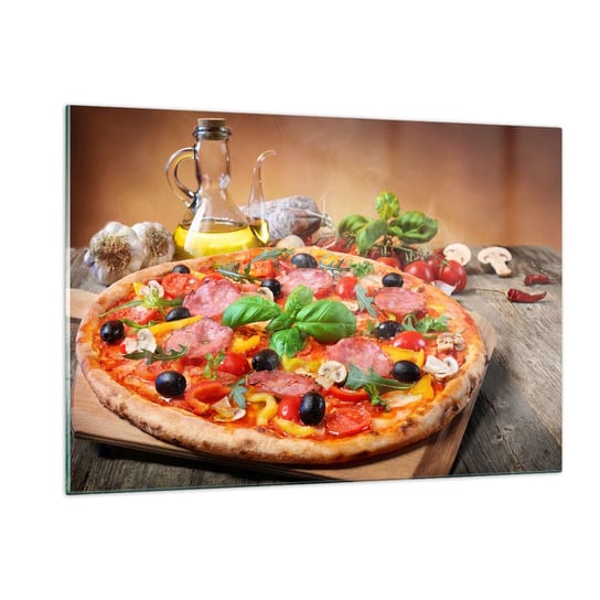 Obraz na szkle - Z prawdziwie włoskim smakiem - 120x80cm - Gastronomia Pizza Włochy - Nowoczesny szklany obraz na ścianę do salonu do sypialni ARTTOR ARTTOR