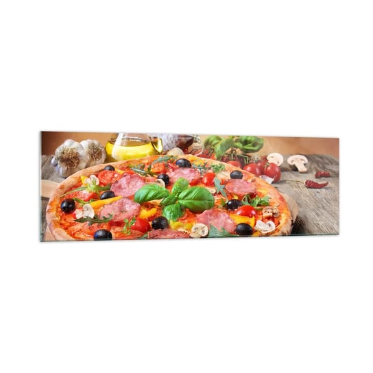Obraz na szkle - Z prawdziwie włoskim smakiem - 160x50cm - Gastronomia Pizza Włochy - Nowoczesny foto szklany obraz do salonu do sypialni ARTTOR ARTTOR
