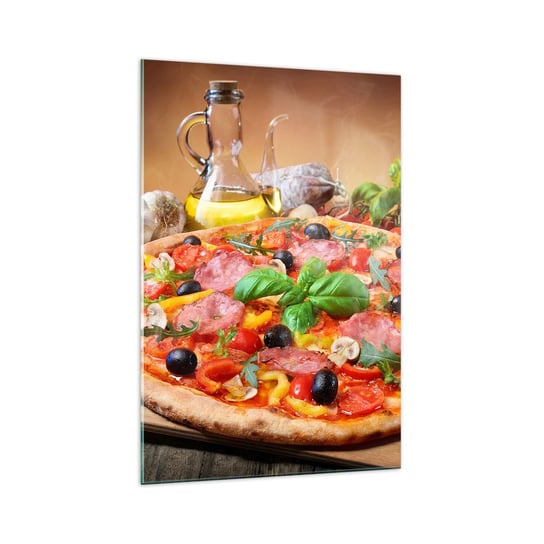 Obraz na szkle - Z prawdziwie włoskim smakiem - 70x100cm - Gastronomia Pizza Włochy - Nowoczesny foto szklany obraz do salonu do sypialni ARTTOR ARTTOR