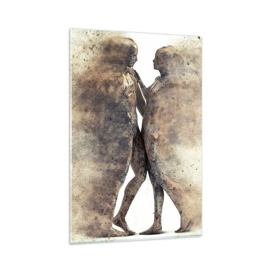 Obraz na szkle - Z prochu powstali, by kochać - 80x120cm - Abstrakcja Kobieta I Mężczyzna Miłość - Nowoczesny szklany obraz na ścianę do salonu do sypialni ARTTOR ARTTOR