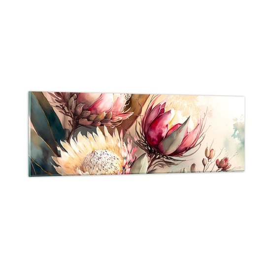 Obraz na szkle - Z profilu i en face - 90x30cm - Kwiaty Art Deco Botanika - Nowoczesny szklany obraz do salonu do sypialni ARTTOR ARTTOR