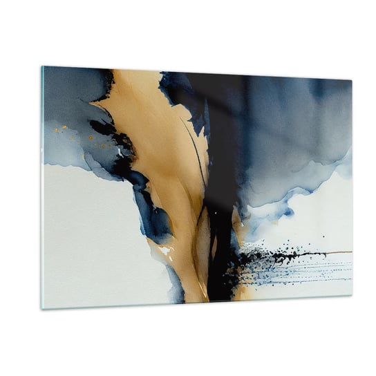Obraz na szkle - Za zasłoną - 120x80cm - Abstrakcja Atrament Sztuka - Nowoczesny szklany obraz na ścianę do salonu do sypialni ARTTOR ARTTOR