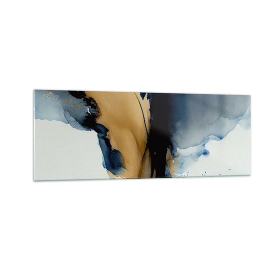 Obraz na szkle - Za zasłoną - 140x50cm - Abstrakcja Atrament Sztuka - Nowoczesny szklany obraz do salonu do sypialni ARTTOR ARTTOR