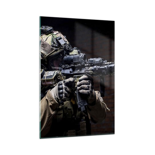 Obraz na szkle - Zabójczo skuteczny - 80x120cm - Militaria Karabin Broń - Nowoczesny szklany obraz na ścianę do salonu do sypialni ARTTOR ARTTOR