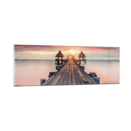 Obraz na szkle - Zachód na wschodzie - 90x30cm - Krajobraz Drewniane Molo Morze - Nowoczesny szklany obraz do salonu do sypialni ARTTOR ARTTOR