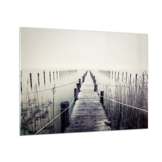 Obraz na szkle - Zanurz się w spokoju - 70x50cm - Pomost Jezioro Cisza - Nowoczesny szklany obraz do salonu do sypialni ARTTOR ARTTOR