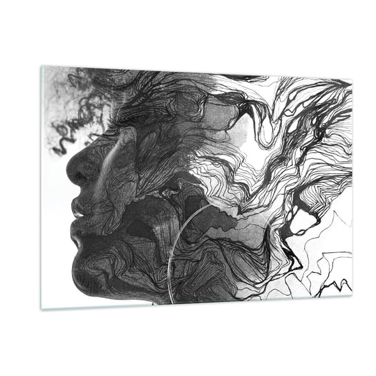 Obraz na szkle - Zaplątana w marzeniach - 120x80cm - Abstrakcja Twarz Kobiety Sztuka - Nowoczesny szklany obraz na ścianę do salonu do sypialni ARTTOR ARTTOR