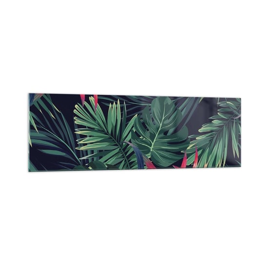 Obraz na szkle - Zapłonąć w zieleni - 160x50cm - Kwiaty Roślina Tropikalna Liście Palmowe - Nowoczesny foto szklany obraz do salonu do sypialni ARTTOR ARTTOR