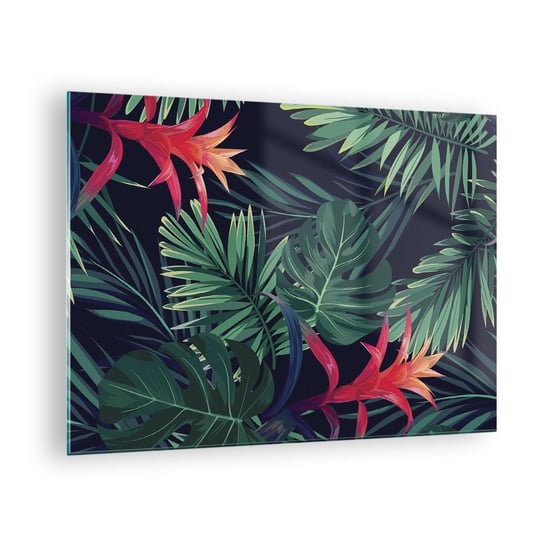 Obraz na szkle - Zapłonąć w zieleni - 70x50cm - Kwiaty Roślina Tropikalna Liście Palmowe - Nowoczesny szklany obraz do salonu do sypialni ARTTOR ARTTOR