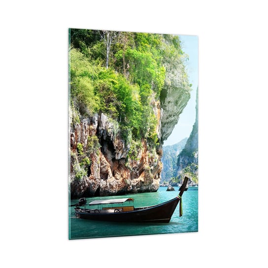 Obraz na szkle - Zaproszenie do egzotycznej podróży - 80x120cm - Krajobraz Tajlandia Morze - Nowoczesny szklany obraz na ścianę do salonu do sypialni ARTTOR ARTTOR