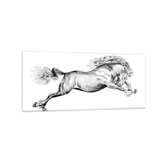 Obraz na szkle - Zatrzymany w galopie - 120x50cm - Koń Zwierzęta Grafika - Nowoczesny szklany obraz na ścianę do salonu do sypialni ARTTOR ARTTOR