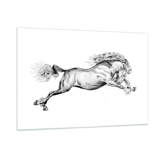 Obraz na szkle - Zatrzymany w galopie - 120x80cm - Koń Zwierzęta Grafika - Nowoczesny szklany obraz na ścianę do salonu do sypialni ARTTOR ARTTOR