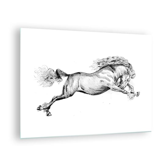 Obraz na szkle - Zatrzymany w galopie - 70x50cm - Koń Zwierzęta Grafika - Nowoczesny szklany obraz do salonu do sypialni ARTTOR ARTTOR