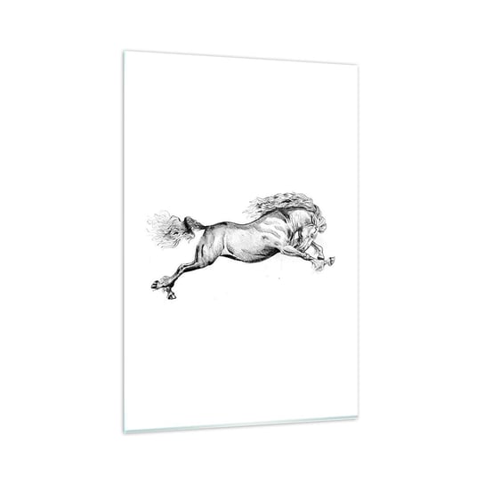 Obraz na szkle - Zatrzymany w galopie - 80x120cm - Koń Zwierzęta Grafika - Nowoczesny szklany obraz na ścianę do salonu do sypialni ARTTOR ARTTOR
