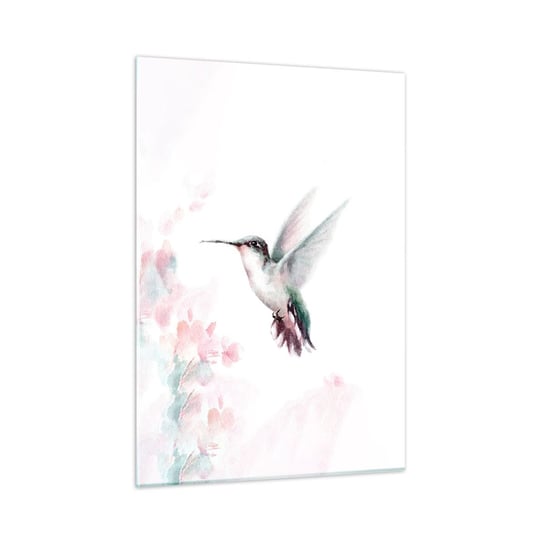 Obraz na szkle - Zatrzymany w trzepocie - 50x70cm - Koliber Ptak Sztuka - Nowoczesny szklany obraz do salonu do sypialni ARTTOR ARTTOR