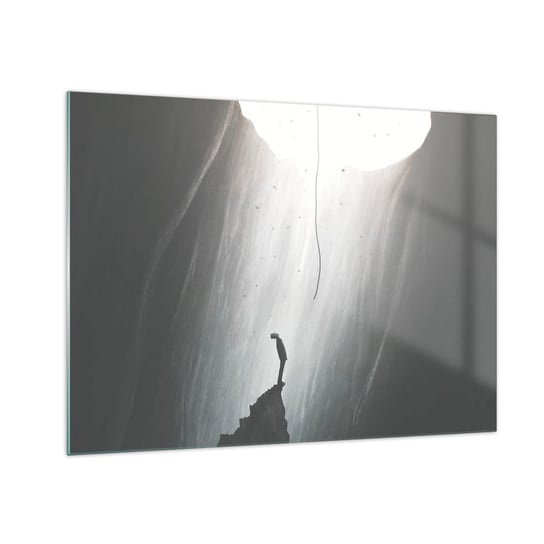 Obraz na szkle - Zawsze jest jakieś wyjście - 70x50cm - Jaskinia Człowiek Wspinaczka - Nowoczesny szklany obraz do salonu do sypialni ARTTOR ARTTOR