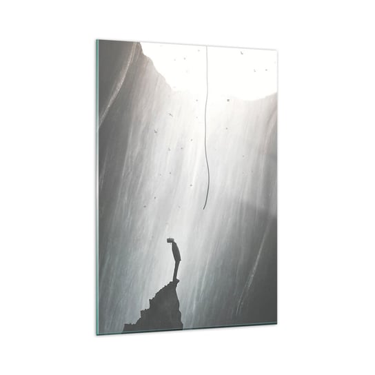 Obraz na szkle - Zawsze jest jakieś wyjście - 80x120cm - Jaskinia Człowiek Wspinaczka - Nowoczesny szklany obraz na ścianę do salonu do sypialni ARTTOR ARTTOR