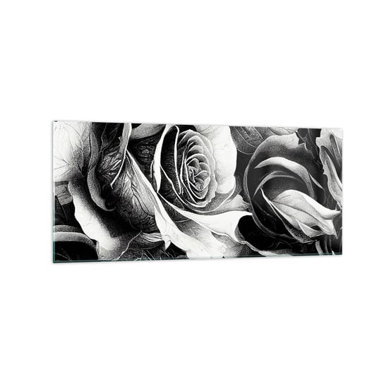 Obraz na szkle - Zawsze królowa - 120x50cm - Kwiaty Róże Czarno-Biały - Nowoczesny szklany obraz na ścianę do salonu do sypialni ARTTOR ARTTOR